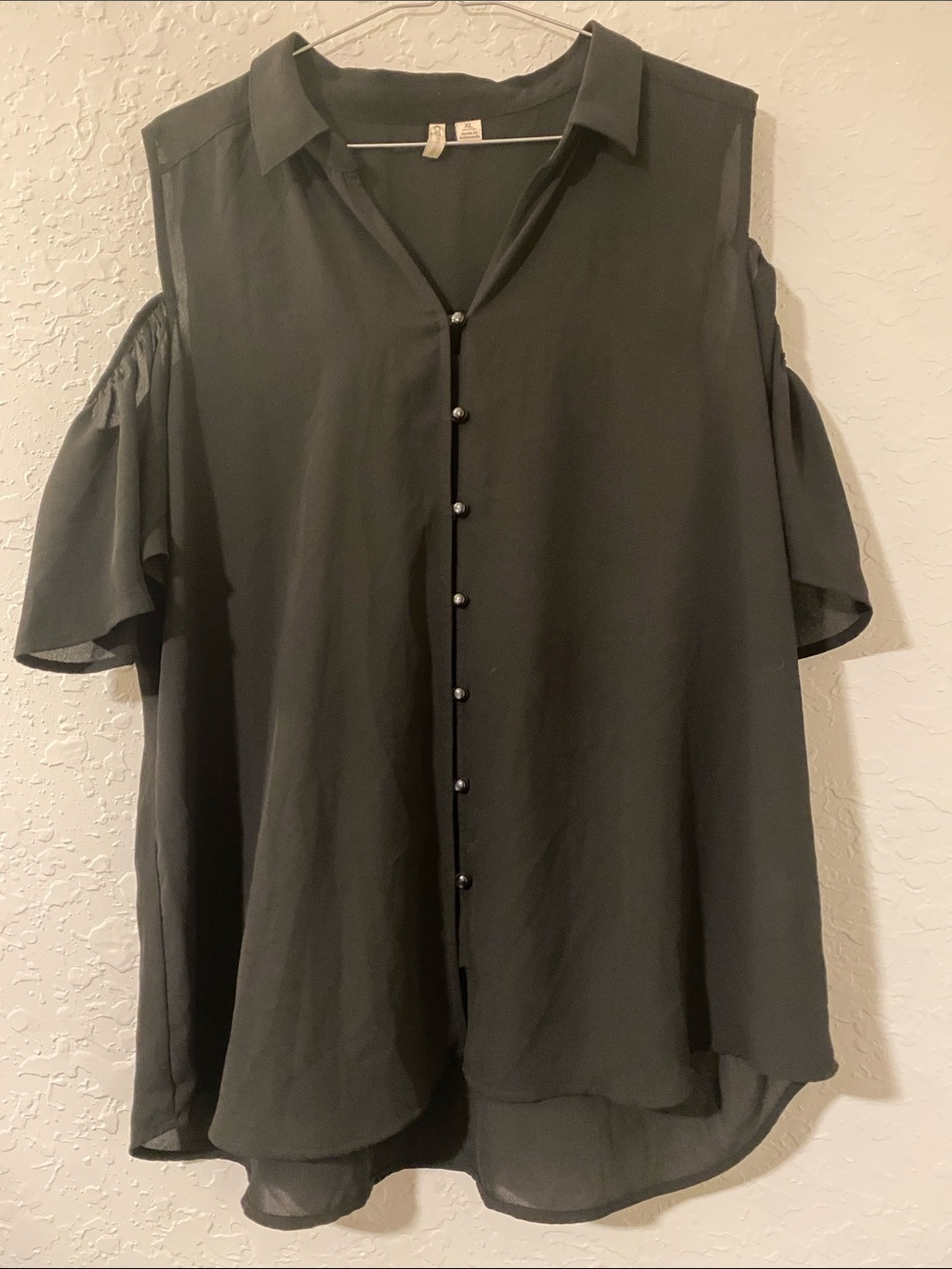 Cato Black Cold-Shoulder Button Down Shirt - Picture 1 of 6